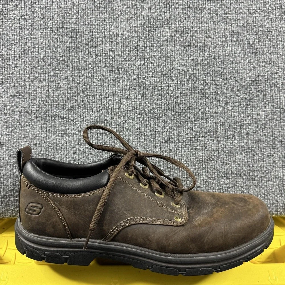 Skechers Relaxed Fit Shoes Mens Size 12 Brown Leather Lace Up Casual SN 64260